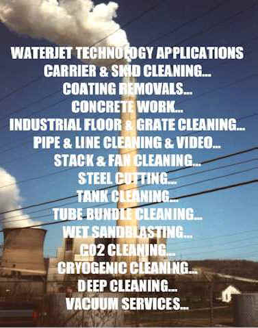 Industrial cleaning and cutting by blasting with water, carbon dioxide, ice, or sand.