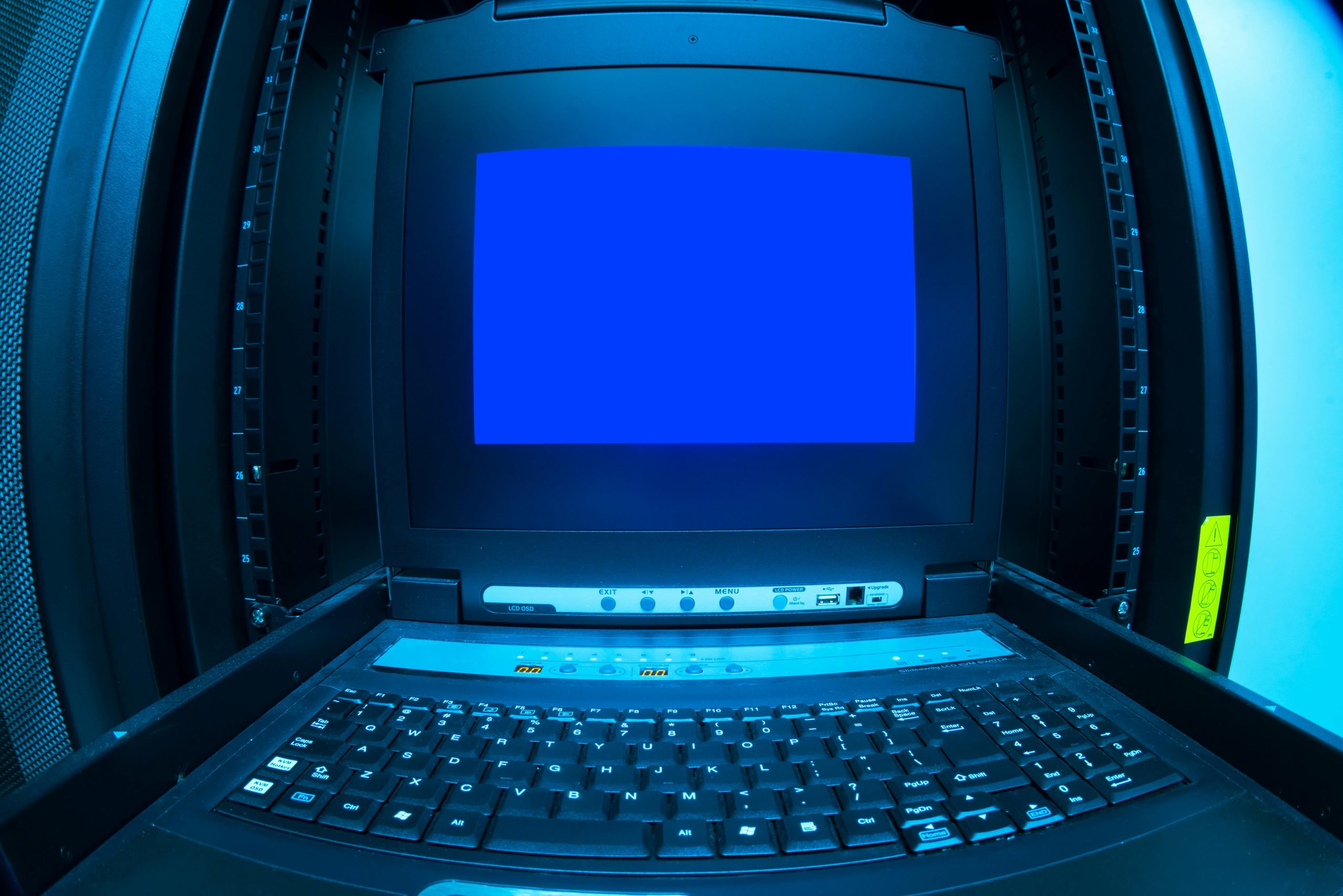 Illustration of a server room experiencing a system failure, highlighting importance of fault tolerance